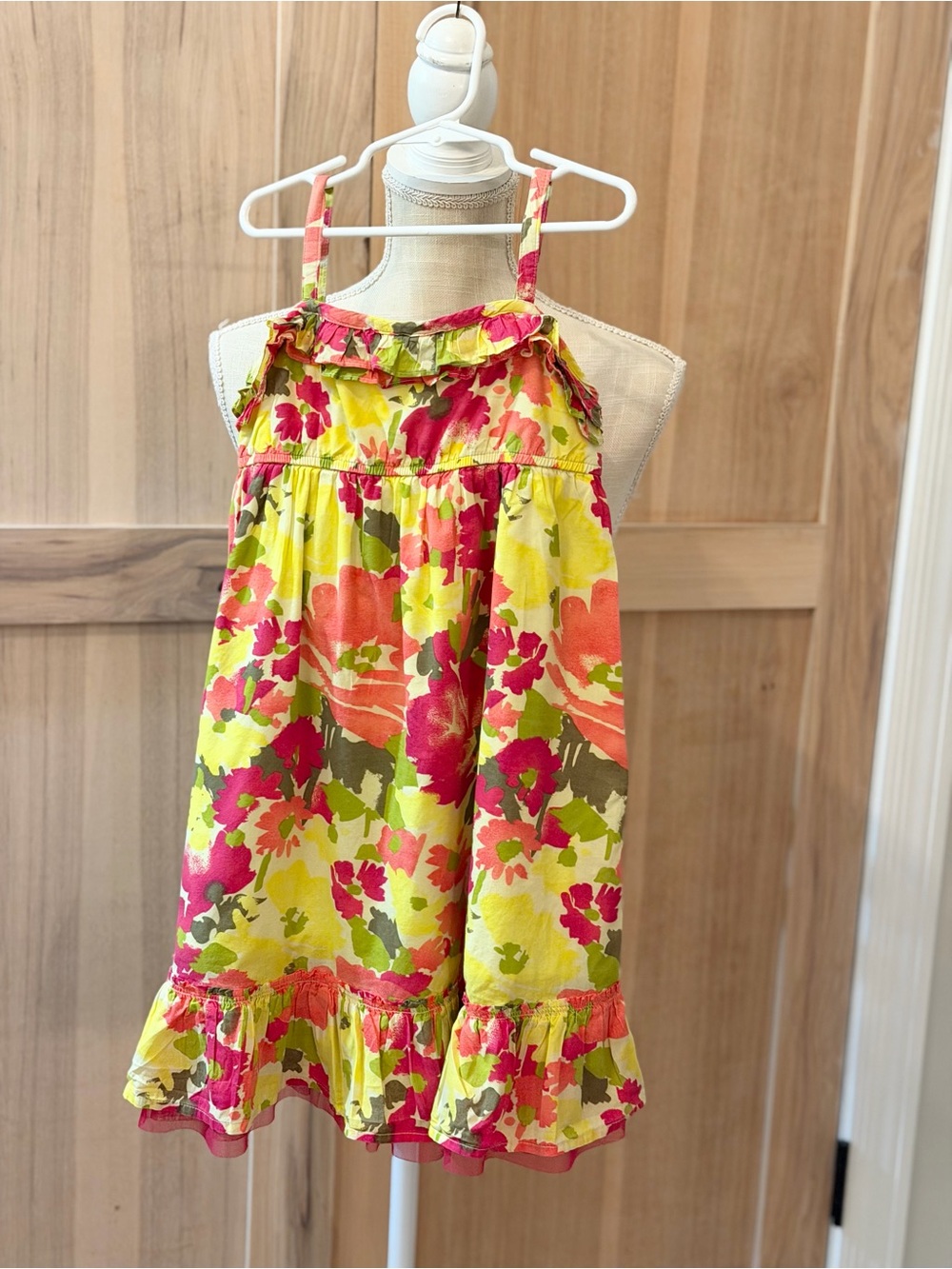 Cherokee Ruffled Floral Sundress. Tulle Hem | Vibrant | Girl’s Sz-M 7/8 Cotton